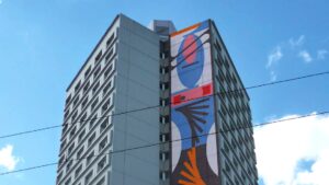 Neue Fassadengestaltung für die Wohnanlage Lechbrücke 2 Wohnanlage Lechbruecke Peacetower